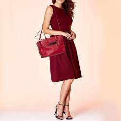 Pre Owned Coach Red Leather Swagger Carryall Tote