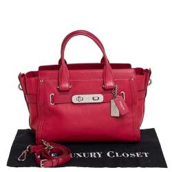 Pre Owned Coach Red Leather Swagger Carryall Tote