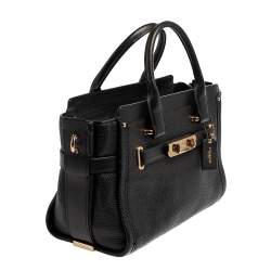 Pre Owned Coach Black Leather Swagger 27 Carryall Satchel