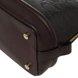 مملوكة مسبقًا Coach Black/Dark Burgundy Signature Embossed Patent and Leather Mini Sierra Satchel