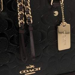 مملوكة مسبقًا Coach Black/Dark Burgundy Signature Embossed Patent and Leather Mini Sierra Satchel