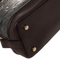 مملوكة مسبقًا Coach Black/Dark Burgundy Signature Embossed Patent and Leather Mini Sierra Satchel