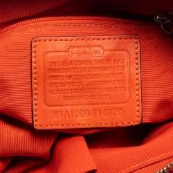 Coach Beige/Orange Signature Canvas and Patent Leather Front Pocket Hobo