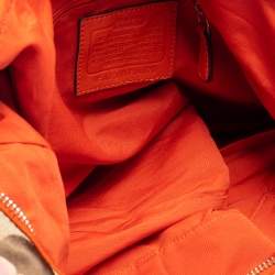 Coach Beige/Orange Signature Canvas and Patent Leather Front Pocket Hobo