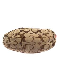 Coach Beige/Orange Signature Canvas and Patent Leather Front Pocket Hobo