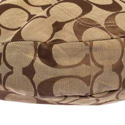 Coach Beige/Orange Signature Canvas and Patent Leather Front Pocket Hobo