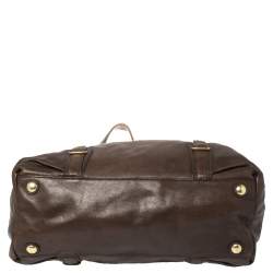 Pre Owned Coach Dark Brown Leather Mia Carryall Tote