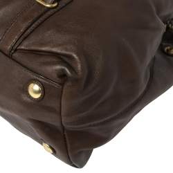 Pre Owned Coach Dark Brown Leather Mia Carryall Tote