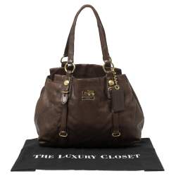 Pre Owned Coach Dark Brown Leather Mia Carryall Tote
