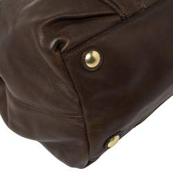 Pre Owned Coach Dark Brown Leather Mia Carryall Tote