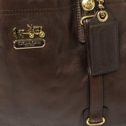 Pre Owned Coach Dark Brown Leather Mia Carryall Tote