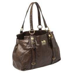 Pre Owned Coach Dark Brown Leather Mia Carryall Tote
