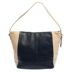 Coach Navy Blue/Beige Leather Legacy Weekend Hobo