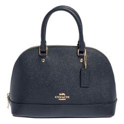 Pre Owned Coach Navy Blue Leather Mini Sierra Satchel