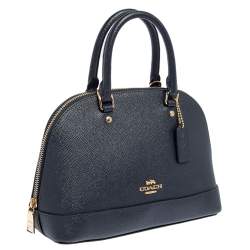 Pre Owned Coach Navy Blue Leather Mini Sierra Satchel