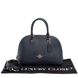 Pre Owned Coach Navy Blue Leather Mini Sierra Satchel