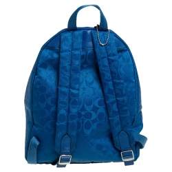 Coach Blue Signature Nylon Backpack