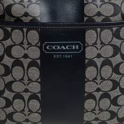 Coach Black Signature Coated Canvas and Leather Heritage Messenger Bag