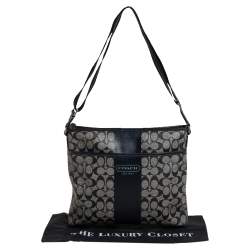 Coach Black Signature Coated Canvas and Leather Heritage Messenger Bag