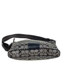 Coach Black Signature Coated Canvas and Leather Heritage Messenger Bag