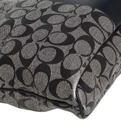 Coach Black Signature Coated Canvas and Leather Heritage Messenger Bag