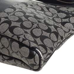 Coach Black Signature Coated Canvas and Leather Heritage Messenger Bag