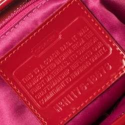 Pre Owned Coach Red Quilted Patent Leather Hippie Pocket Top Handle Bag