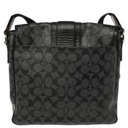 Coach Black/Grey Coated Canvas and Leather Messenger Bag
