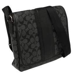 Coach Black/Grey Coated Canvas and Leather Messenger Bag