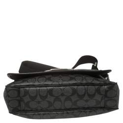 Coach Black/Grey Coated Canvas and Leather Messenger Bag