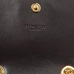 Pre Owned Coach Brown Signature Coated Canvas and Leather Cherry Detail Phone Crossbody Pouch