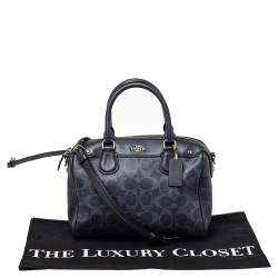 Pre Owned Coach Grey Signature Coated Canvas and Leather Mini Bennett Satchel