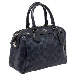 Pre Owned Coach Grey Signature Coated Canvas and Leather Mini Bennett Satchel