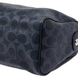 Pre Owned Coach Grey Signature Coated Canvas and Leather Mini Bennett Satchel