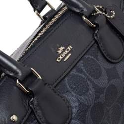 Pre Owned Coach Grey Signature Coated Canvas and Leather Mini Bennett Satchel