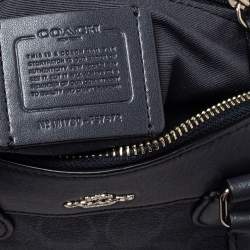 Pre Owned Coach Grey Signature Coated Canvas and Leather Mini Bennett Satchel