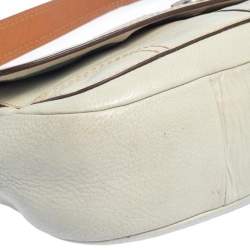 Pre Owned Coach White Leather Flap Shoulder Bag