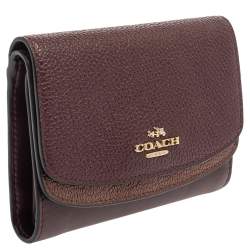 مملوكة مسبقًا Coach Burgundy/Metallic Leather Trifold Wallet
