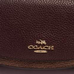 مملوكة مسبقًا Coach Burgundy/Metallic Leather Trifold Wallet