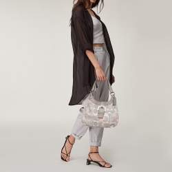Coach Tri Color Signature Fabric and Leather Hobo