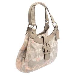 Coach Tri Color Signature Fabric and Leather Hobo