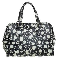 Pre Owned حقيبة ساتشل كوتش جلد أبيض/أسود