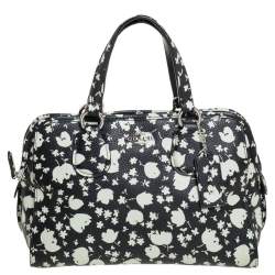 Pre Owned حقيبة ساتشل كوتش جلد أبيض/أسود