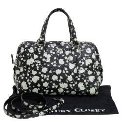 Pre Owned حقيبة ساتشل كوتش جلد أبيض/أسود