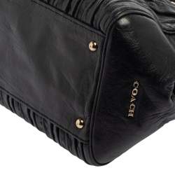 Pre Owned Coach Black Gathered Leather Small Madison Twist Satchel