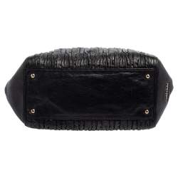 Pre Owned Coach Black Gathered Leather Small Madison Twist Satchel