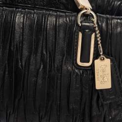 Pre Owned Coach Black Gathered Leather Small Madison Twist Satchel