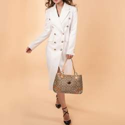 Coach Tan/Brown Signature Coated Canvas and Leather Trim Peyton Tote