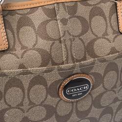Coach Tan/Brown Signature Coated Canvas and Leather Trim Peyton Tote