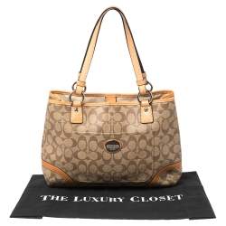 Coach Tan/Brown Signature Coated Canvas and Leather Trim Peyton Tote